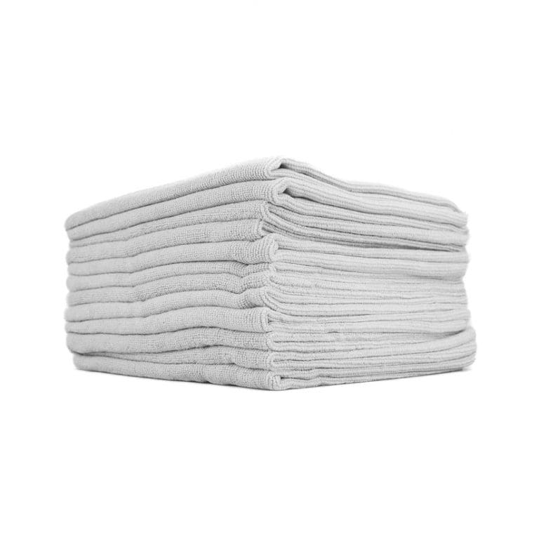 TRC | THE Edgeless PEARL | Ceramic Coating Mikrofasertuch | eisgrau | 12er Pack a stack of white towels