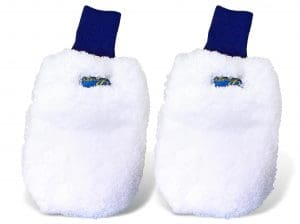 a pair of white mittens