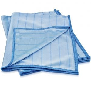 a blue and white striped towel